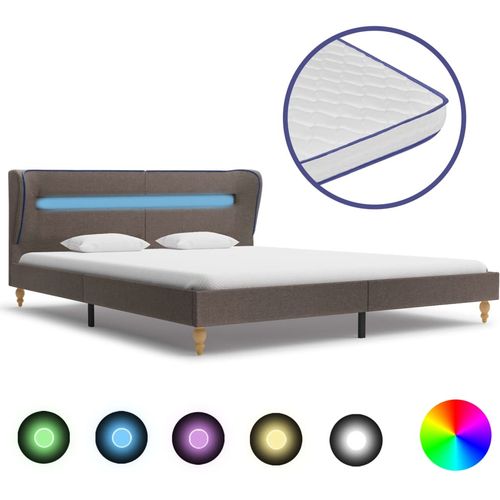 Krevet od tkanine s madracem LED smeđe-sivi 160 x 200 cm slika 34