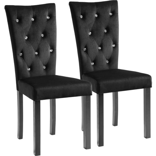 Blagovaonske stolice 2 kom crne baršunaste slika 2