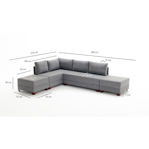 Atelier Del Sofa Fly Ugao Sofa na Razvlačenje Levo - Siva Ugao Sofa-Krevet slika 8