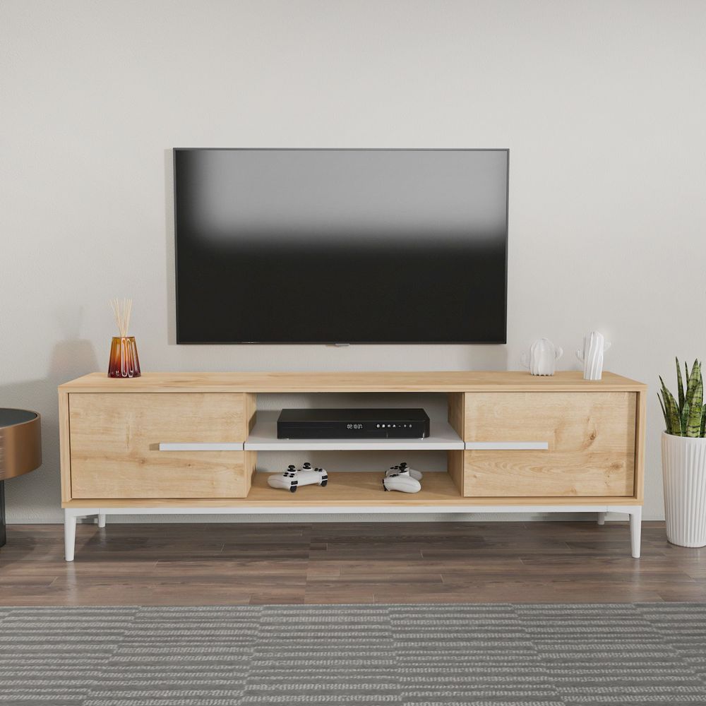 TV stalak Eslem, boje hrasta i bijele slika 1