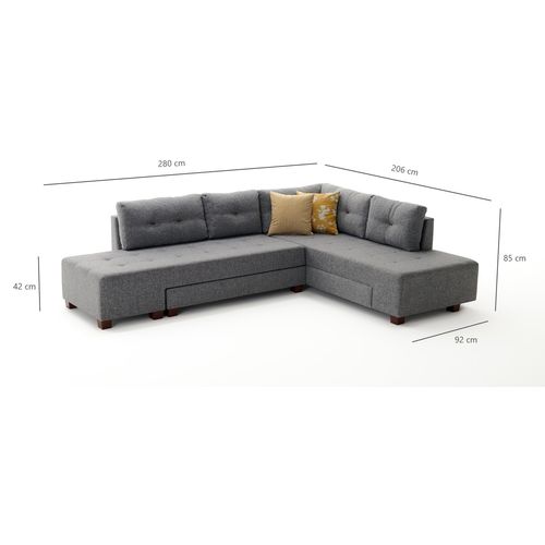 Atelier Del Sofa Kutna garnitura na razvlačenje, Sivo, Manama Corner Sofa Bed Right - Grey slika 7