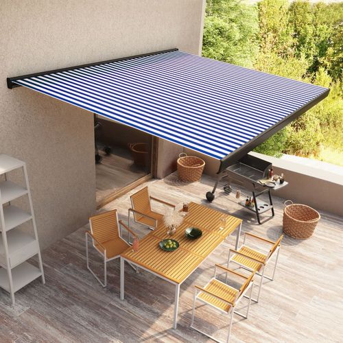 Motorizirana kazetna tenda 450 x 300 cm plavo-bijela slika 27