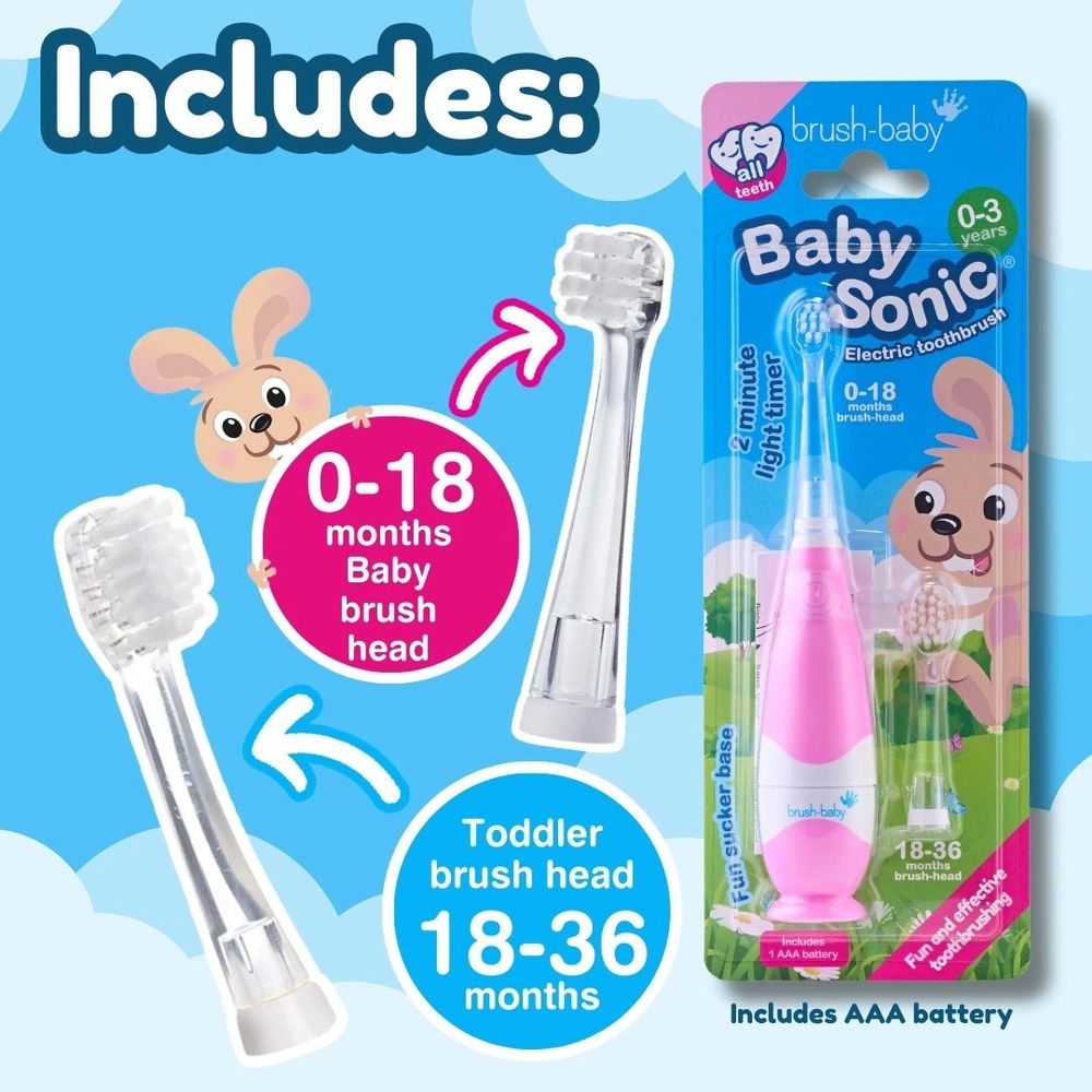 Brush-Baby Dječija električna četkica BabySonic (0-3 godine), Roza slika 7
