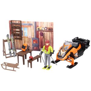 Bruder Set Figura - Skijaš, Motorne Sanke, Brvnara