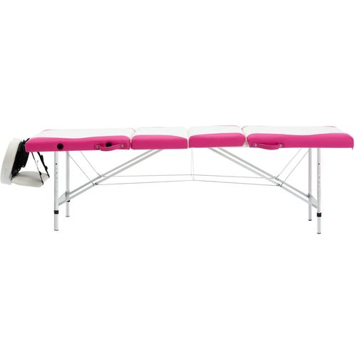 Sklopivi masažni stol s 4 zone aluminijski bijelo-ružičasti slika 3