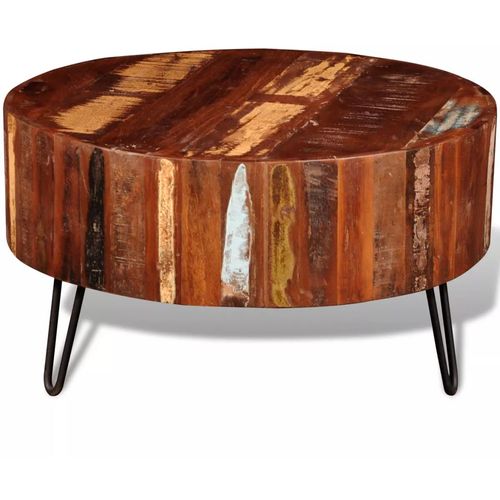 Stolić za kavu od masivnog obnovljenog drva okrugli slika 18