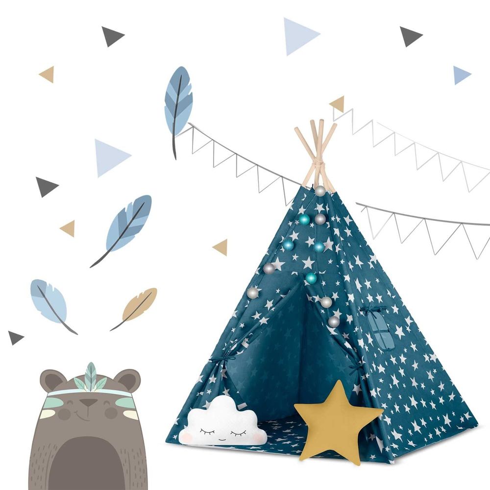Teepee šator za djecu s nukido svjetlima - plavi slika 10