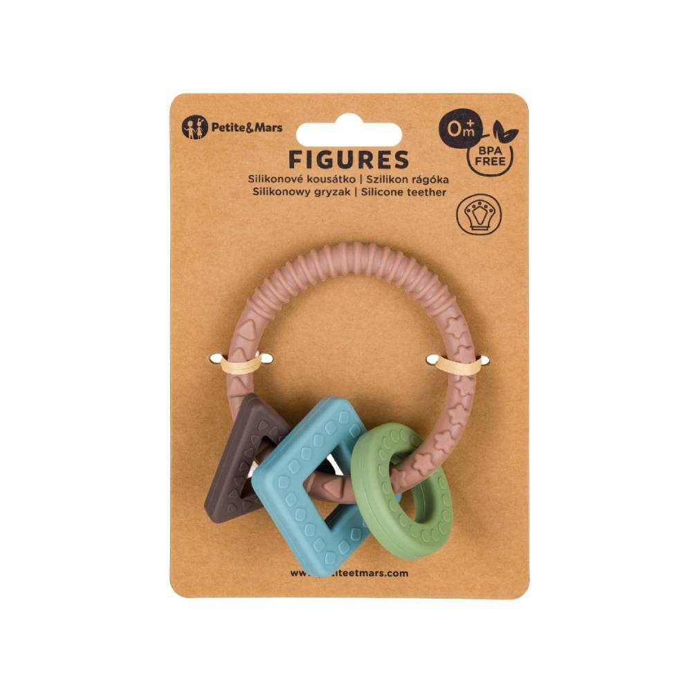 PETITE&amp;MARS Silikonska grickalica za zube Figures, Velvet Latte 0m+ slika 3
