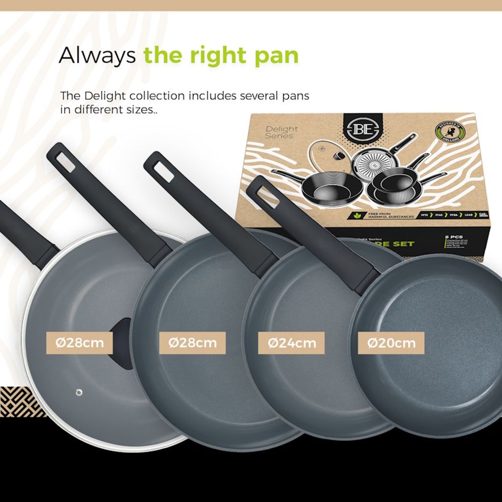 BE Living Set 3 tave 20-24-28 cm + wok s poklopcem 28 cm Delight Black slika 8