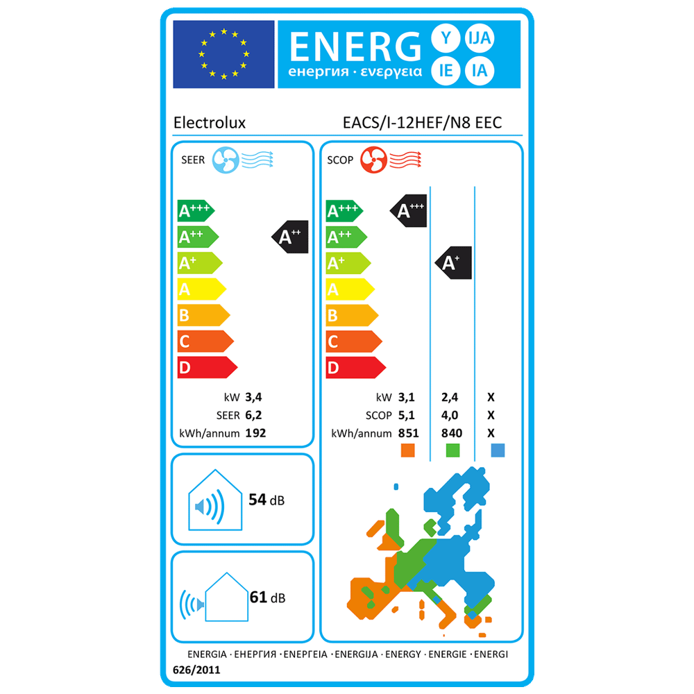 Electrolux Klima uređaj, 12000Btu, R32, Inverter, A++/A+ - EACS/I-12HEF/N8 EEC slika 4