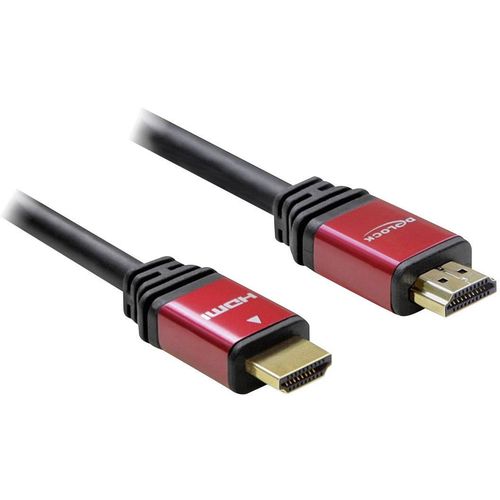 Delock HDMI priključni kabel HDMI A utikač, HDMI A utikač 3.00 m crvena/crna 57903 pozlaćeni kontakti, s feritnom jezgrom HDMI kabel slika 3