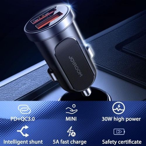 JOYROOM C-A09 2-PORTNI AUTO PUNJAČ PD 30W QC 3.0 CRNI slika 4