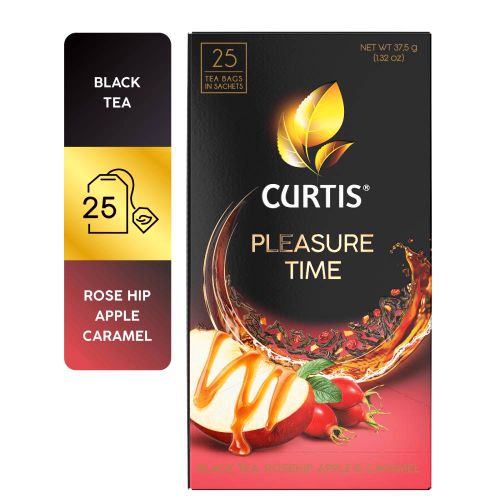 Curtis  Pleasure Time - Crni čaj sa komadićima jabuke, šipurkom, aromom pitaje i karamele, 25x1,5g slika 1