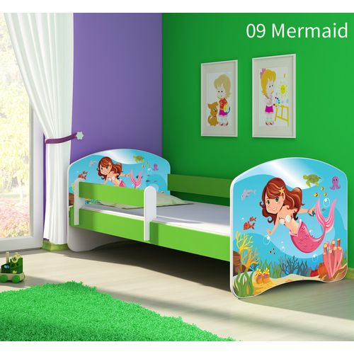 Dječji krevet ACMA s motivom, bočna zelena 160x80 cm 09-mermaid slika 1