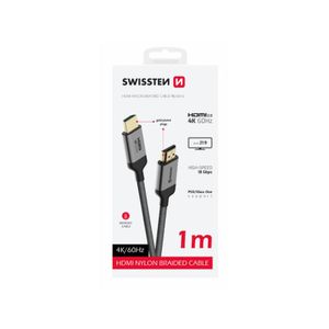 SWISSTEN kabel HDMI 2.0, 60Hz, 18GB/s, 4K, do 21:9, 1m, pozlaćeni konek, crni