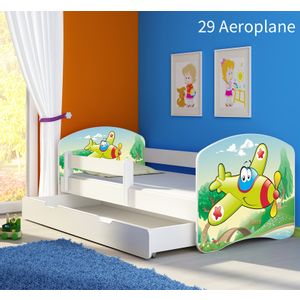 Dječji krevet ACMA s motivom, bočna bijela + ladica 140x70 cm - 29 Aeroplane