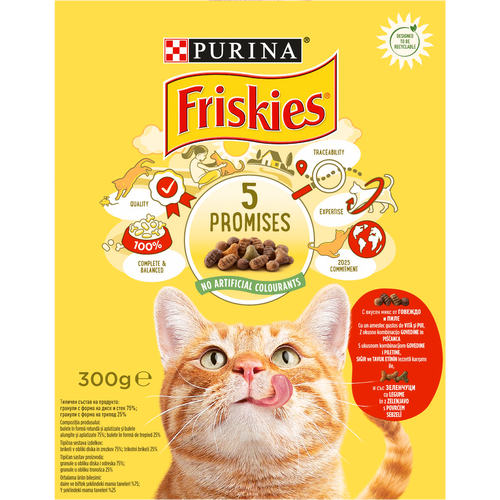 Friskies® Hrana za mačke, kombinacija govedine i piletine, s povrćem, Adult 300g  slika 2