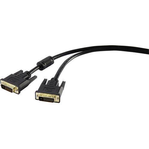Renkforce DVI priključni kabel DVI-D 24+1-polni utikač, DVI-D 24+1-polni utikač 1.80 m crna RF-4212195 s feritnom jezgrom, pozlaćeni kontakti DVI kabel slika 1