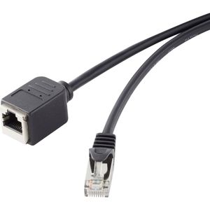 Renkforce  RF-4394121  RJ45  mrežni kabel, Patch kabel  cat 5e  F/UTP  1.00 m  crna  produžetak  sa zaštitom za nosić, pozlaćeni kontakti  1 St.