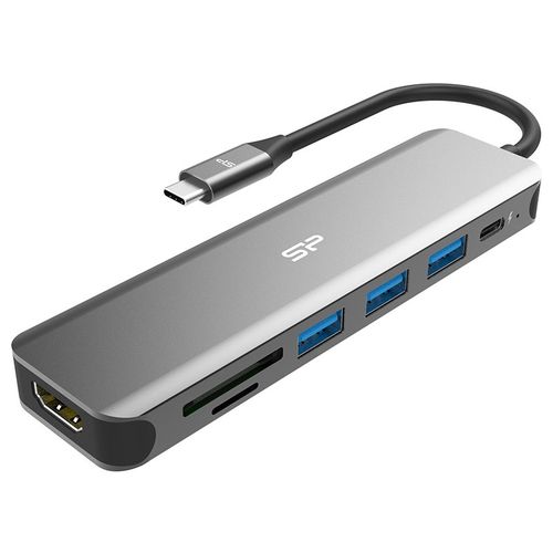 Silicon Power SPU3C07DOCSU200G USB-C 7-in-1 Hub SU20, SD Card-reader, MicroSD Card Reader, 1x HDMI 4K, 3x USB3.2 Gen.1 (up to 5Gbps), 1x USB-C (PD2.0 charging up to 60W), Cable 0.15m slika 3