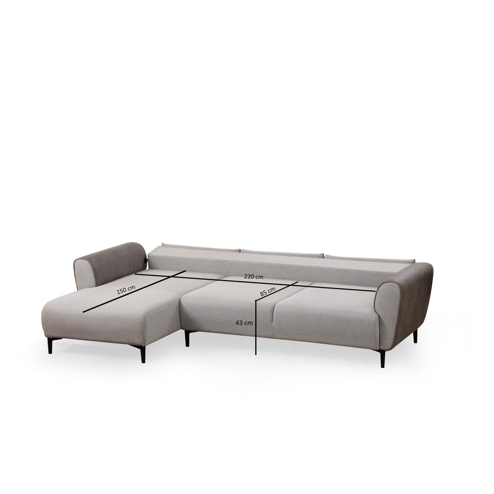 Ugaona Sofa na Razvlačenje Aren Left - Siva slika 11