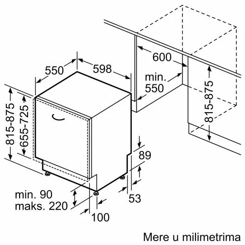 Bosch SMV46KX04E Serija 4 Ugradna mašina za pranje sudova, 13 kompleta, EcoSilence Drive, Info light, širina 59.8 cm slika 8