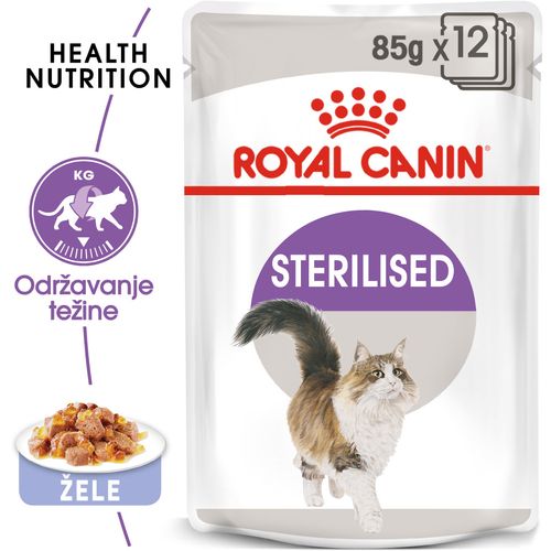 ROYAL CANIN FHN Sterilised Jelly, potpuna hrana u vrećici za  odrasle mačke, za sterilizirane/kastrirane mačke, komadići u želeu 12x86 g slika 6