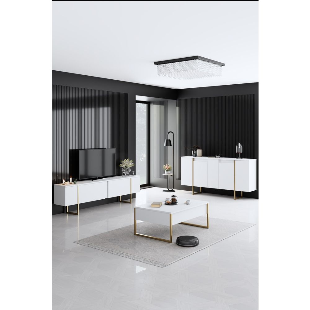 Luxe Konzolni Sto - Bijeli sa Zlatnim Detaljima slika 2