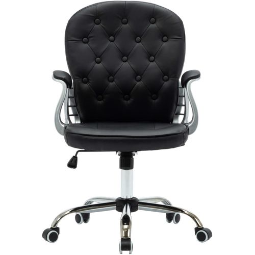 Okretna uredska stolica od umjetne kože crna slika 21