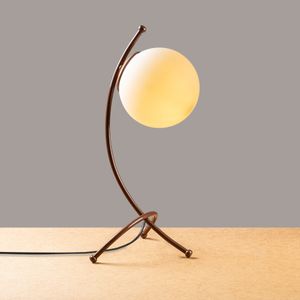 Opviq Stolna lampa YAY, vintage- bijela, metal- staklo, 23 x 18 cm, visina 43 cm, promjer kugle 15 cm, duljina kabla 200 cm, E27 40 W, Yay - 5012
