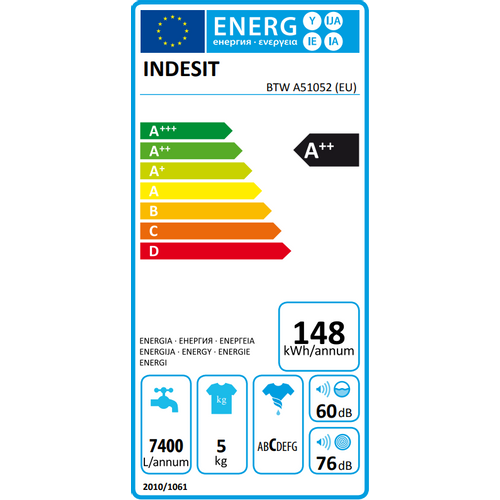 Indesit perilica rublja BTW A51052 (EU) slika 2