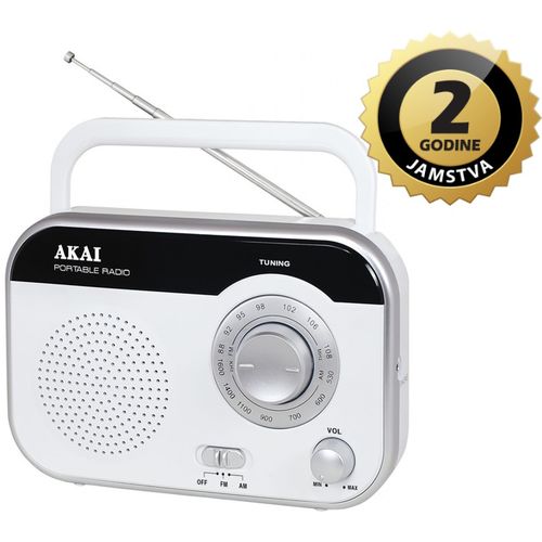 AKAI radio FM, AM, analogni, AC, R14 baterije, bijeli PR003A-410 slika 1