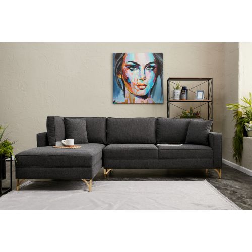 Atelier Del Sofa Kutna garnitura, Antracit Zlato, Berlin Left - Anthracite, Gold slika 1