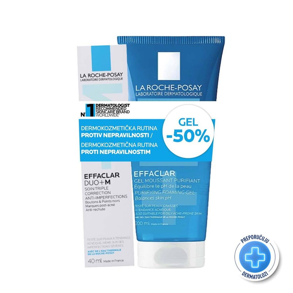 LA ROCHE-POSAY PROMO EFFACLAR DUO+M 40ML + 50% NA GEL ZA ČIŠĆENJE 200ML slika 1