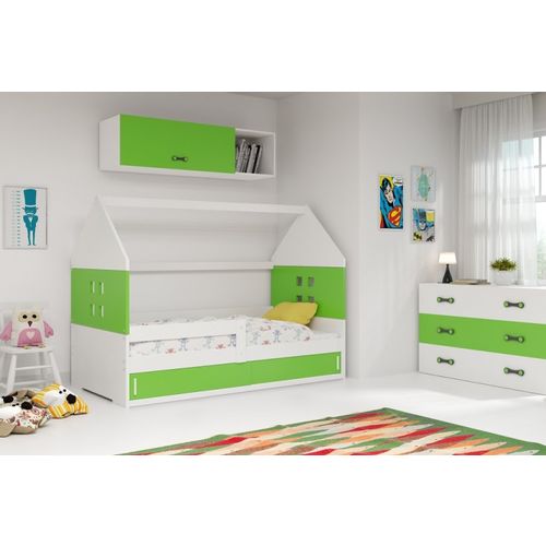 Drveni dječji krevet Domi 1 s prostorom za pohranu - 160x80cm - zeleni - bijeli slika 1