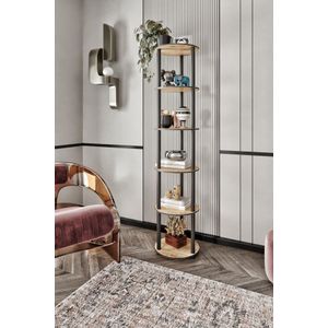  Bookshelf Bookcase 6 Layer Round, colour Oak