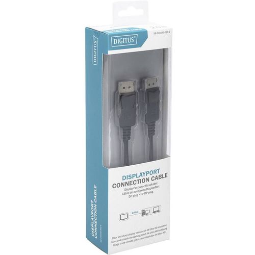 Digitus DisplayPort priključni kabel DisplayPort utikač, DisplayPort utikač 2.00 m crna DB-340100-020-S okrugli, dvostruko zaštićen DisplayPort kabel slika 2