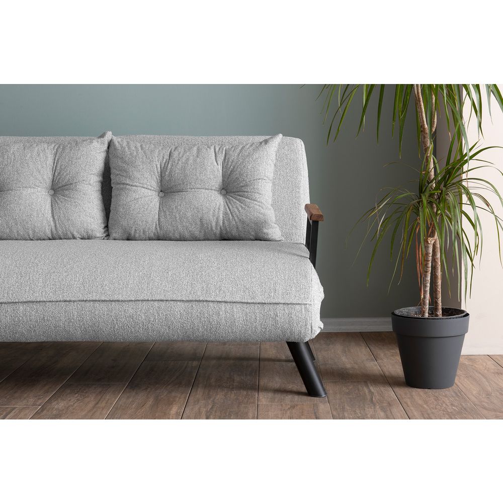 Sando 2-Sjedišni Sofa-Krevet - Teddy Tkanina - Siva slika 3