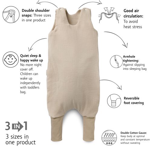 Kenguru Gold Vreća za spavanje s nogavicama od muslina TOG1, "hazelnut", 6-24m slika 2