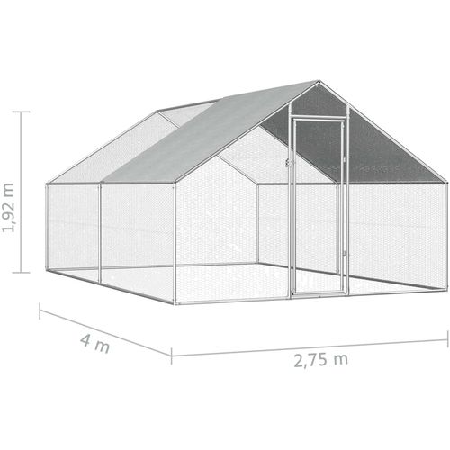 Vanjski kavez za kokoši od pocinčanog čelika 2,75 x 4 x 1,92 m slika 15