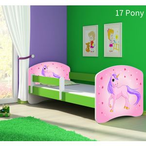 Dječji krevet ACMA s motivom, bočna zelena 140x70 cm - 17 Pony