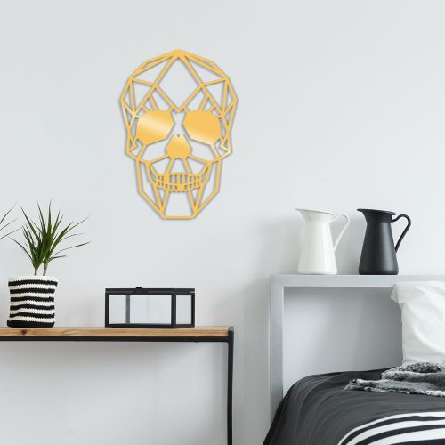 Wallity Metalna zidna dekoracija, Skull Metal Decor - Gold slika 1