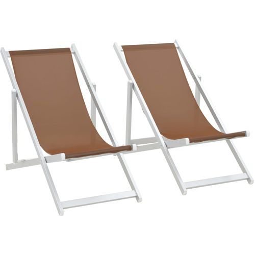 Sklopive stolice za plažu od aluminija i tekstilena 2 kom smeđe slika 19