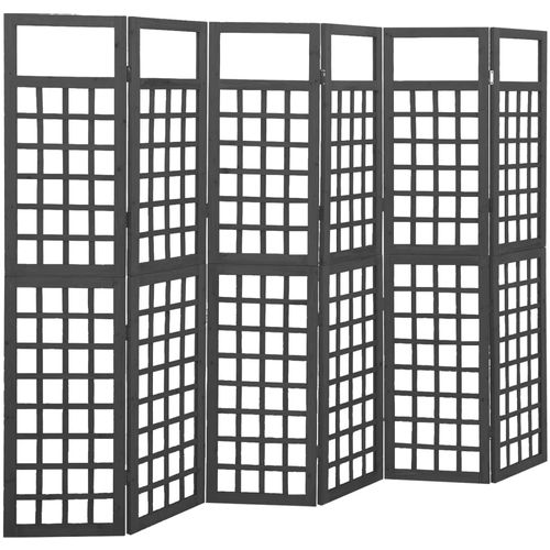 Sobna pregrada / rešetka sa 6 panela jelovina 242,5x180 cm crna slika 1