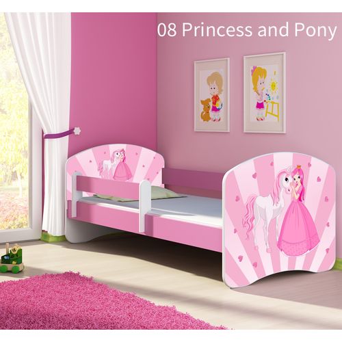 Dječji krevet ACMA s motivom, bočna roza 160x80 cm 08-princess-with-pony slika 1
