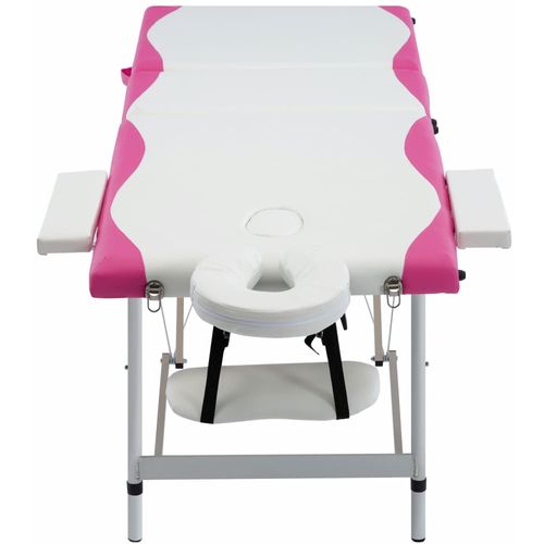 Sklopivi masažni stol s 3 zone aluminijski bijelo-ružičasti slika 2