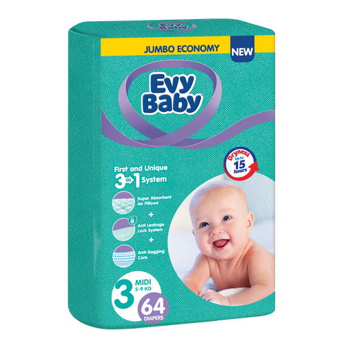 Evy Baby jednokratne pelene 3 u 1 sistem Jumbo slika 2