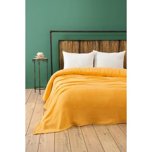 Muslin - Yellow (220 x 250) Yellow Double Bedspread