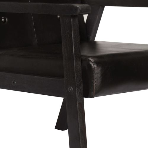 Fotelja od prave kože crna slika 6