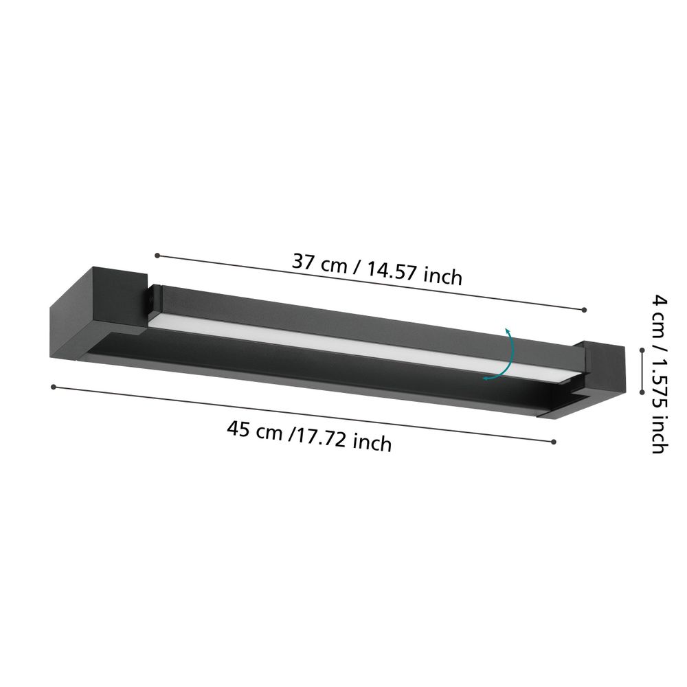 Eglo zidna/1, led, 8,9w, ip44, crno/bijela "gemiliana" slika 5